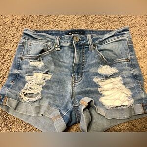 Aeropostale Light Blue Ripped Jean Shorts